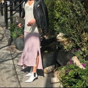 Pink silk asymmetrical skirt